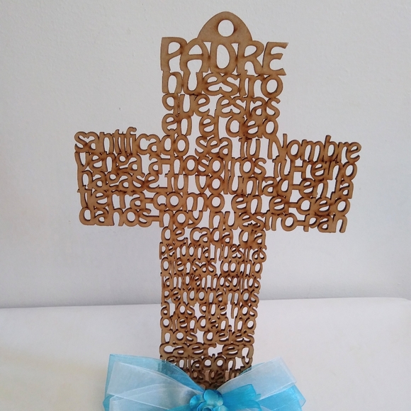 Cruz Padre Nuestro Centro de mesa Bautizo, Primera Comunión Cross Holy communion - Picture 12 of 13
